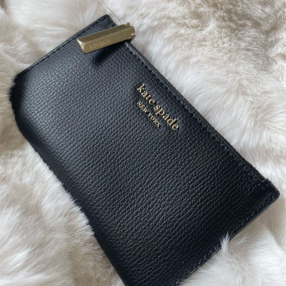 Kate Spade Black Textured Wallet with Gold Accents